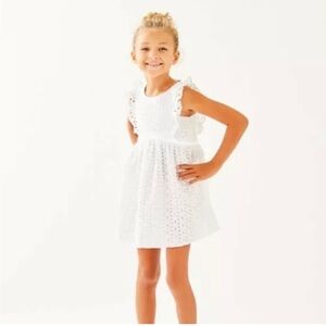 Lilly Pulitzer Girls Madelina Dress White Petal Eyelet dress size 5